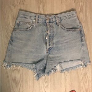 Agolde 27 Dee distressed high waisted jean shorts